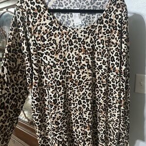 Maurices Animal Print Long Sleeve Top - Black and Brown